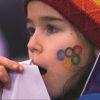 Girl with Olympics facepaint.